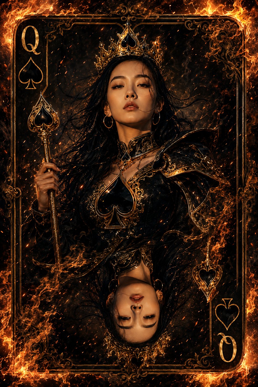 Aijaz: Queen of Spades Fantasy Playing Card Illustration Prompt (GPT Image)