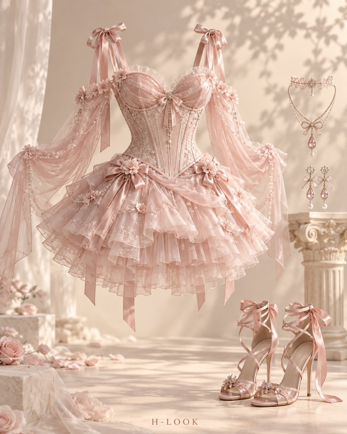 绯樱蜜语｜Blush Petal Reverie：甜欲芭蕾风法式浪漫轻奢裙装设计