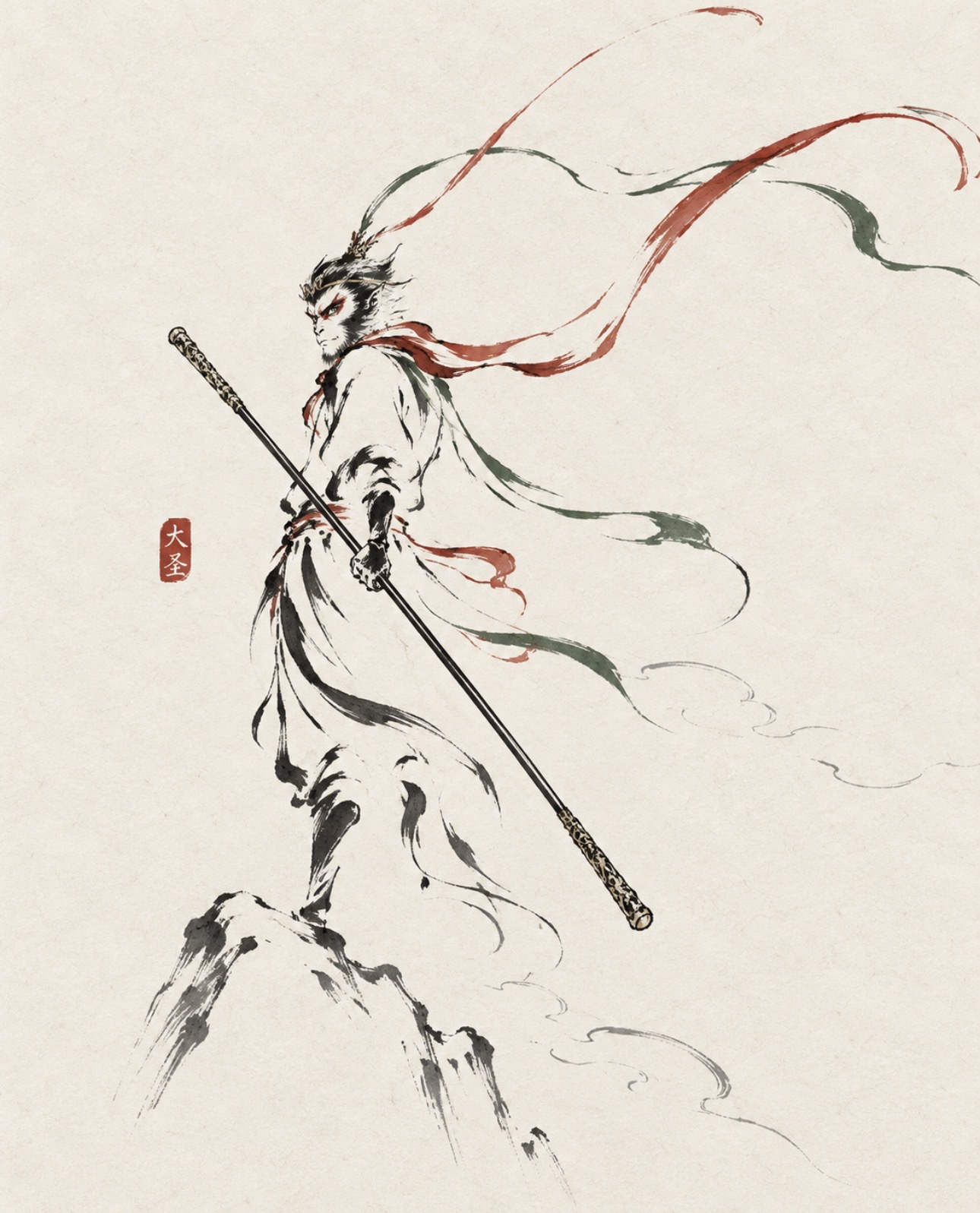使用ChatGPT image2.5将人物照片抽象成东方水墨线条海报