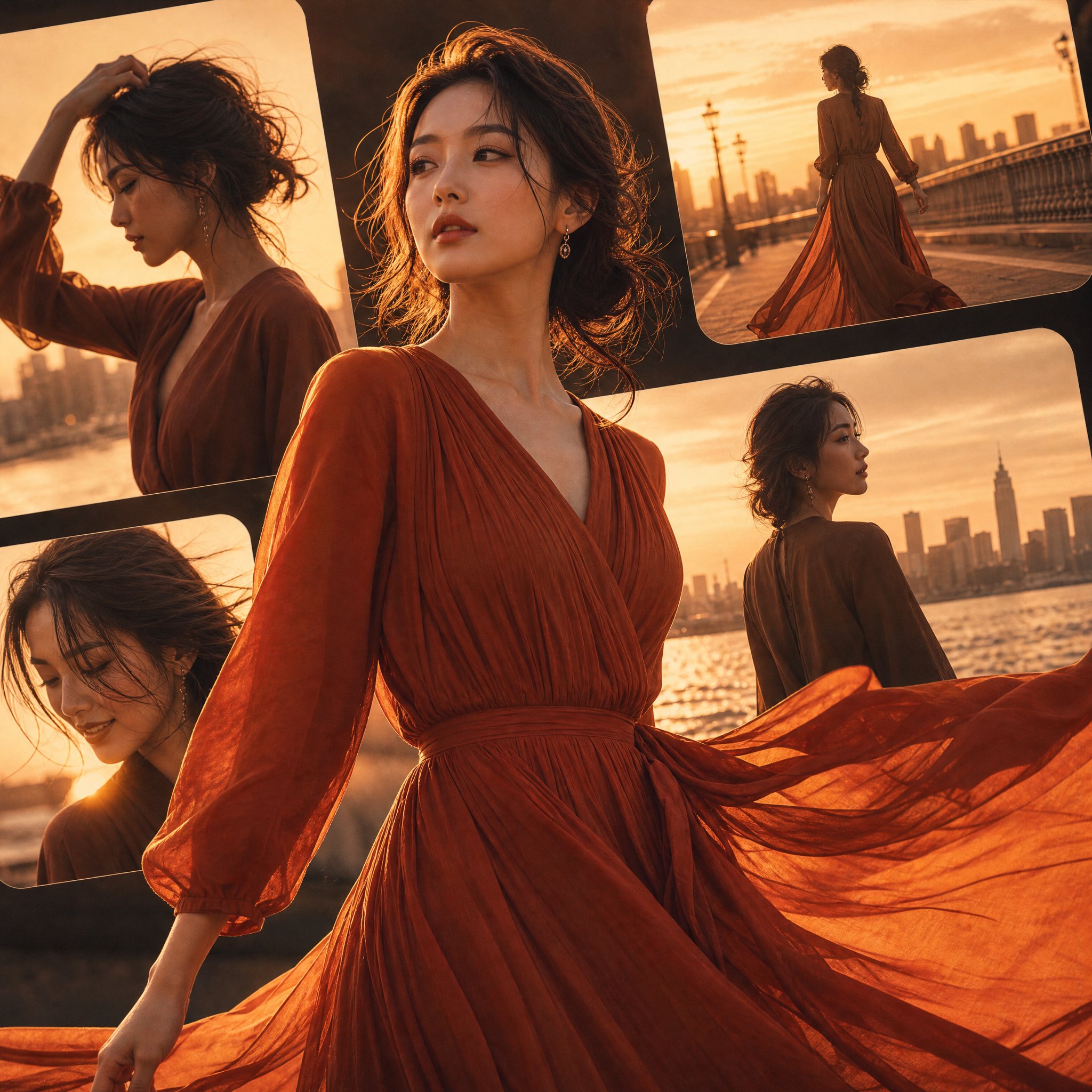 Cherry 2.O: GPT Image 2 Prompt — Cinematic Vertical Collage Fashion Poster in Golden Sunset