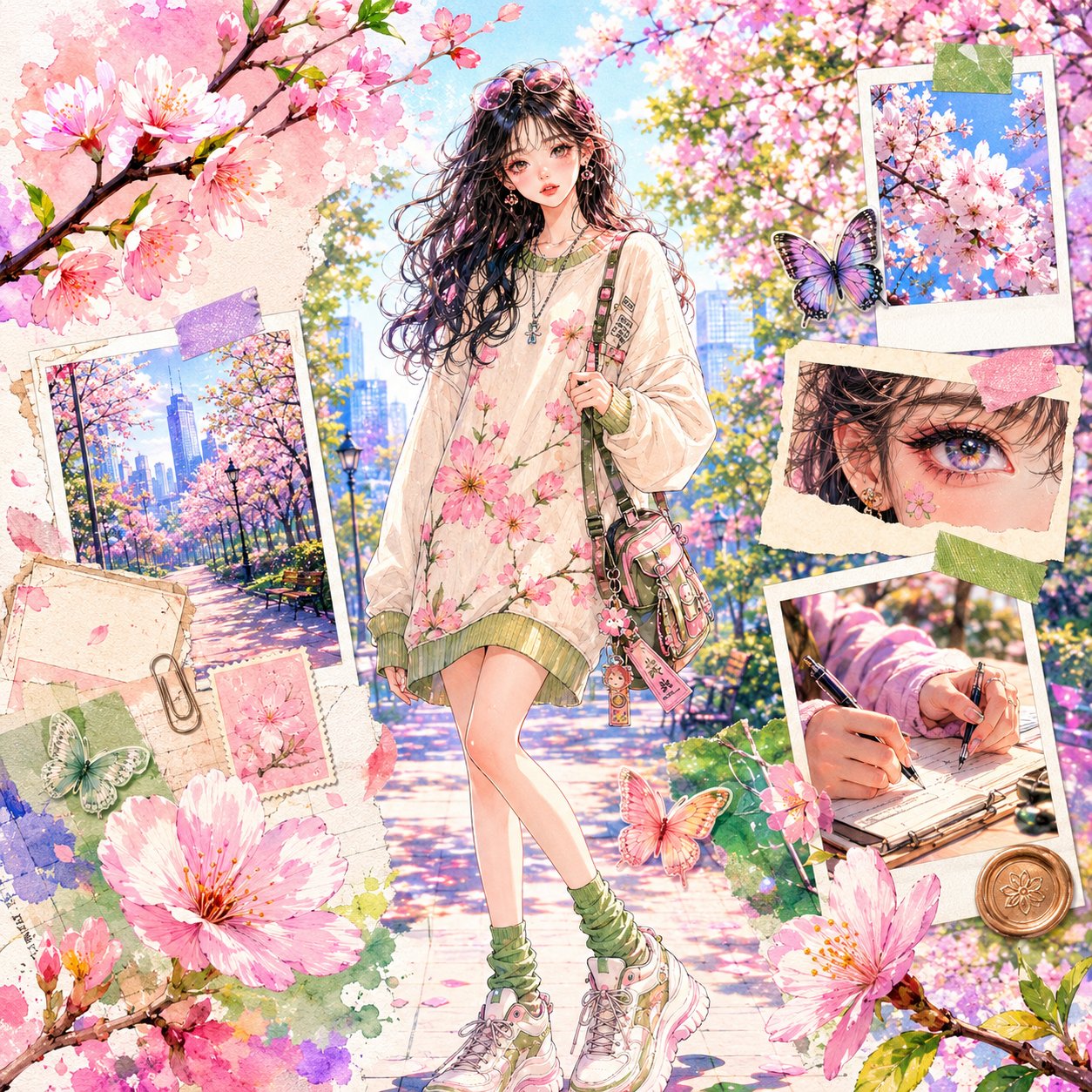 Cherry 2.O: GPT Image 2 Vertical Premium Fashion Collage Poster Prompt (Sakura Watercolor)