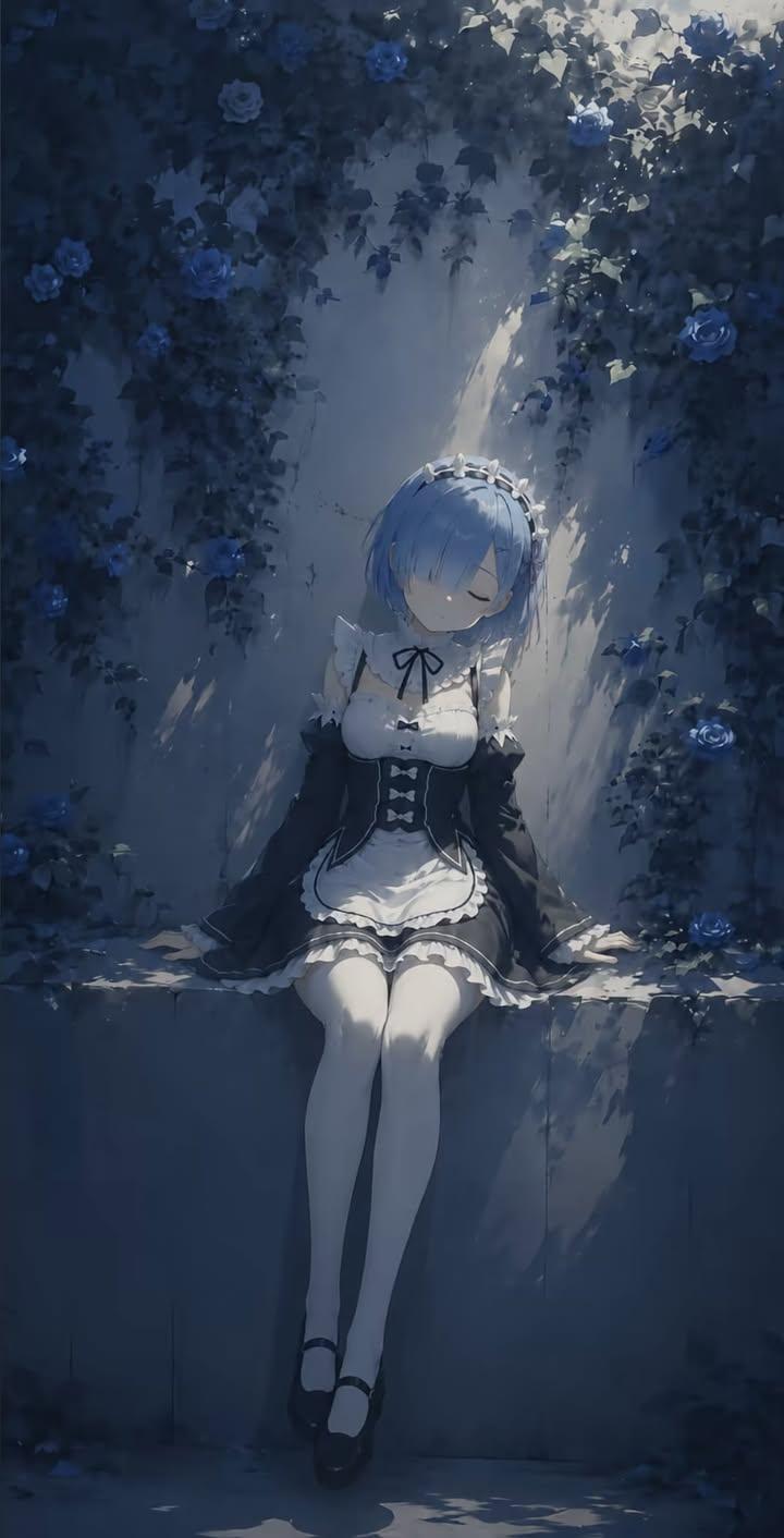 GPT Image 2 Anime Girl in Rose Garden on Stone Bench