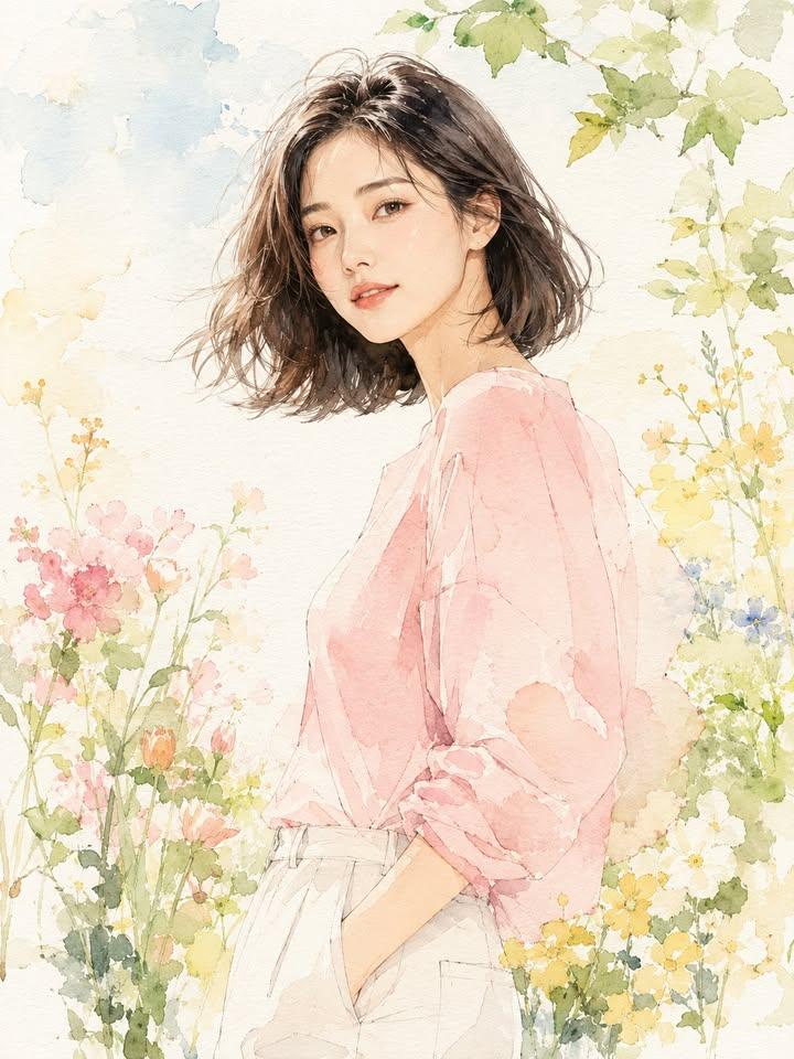 GPT IMAGE 2 Fashion Editorial Watercolor Portrait Prompt