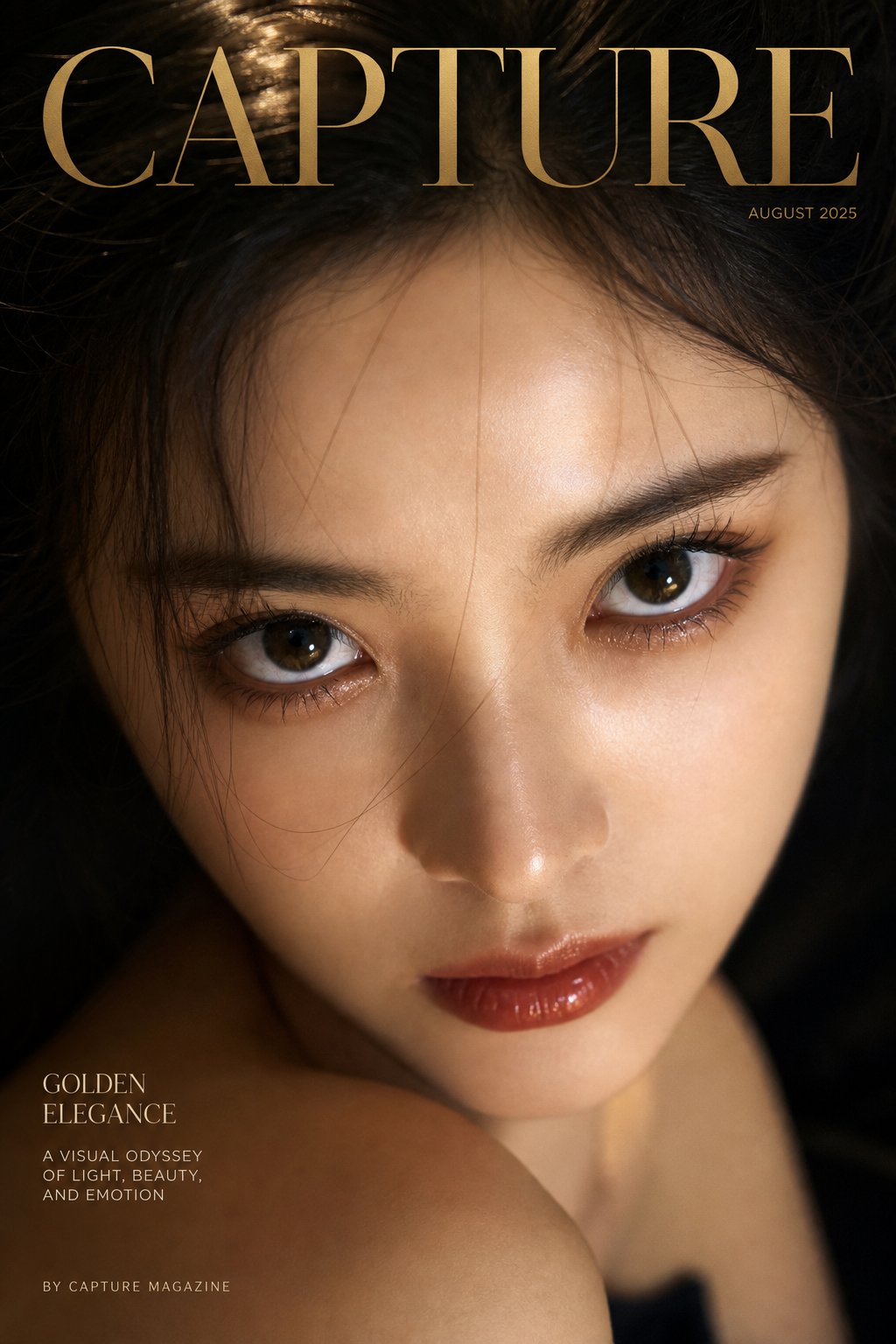 Luxury Extreme Close-up Portrait: CAPTURE / VISION Over-the-Shoulder Gaze