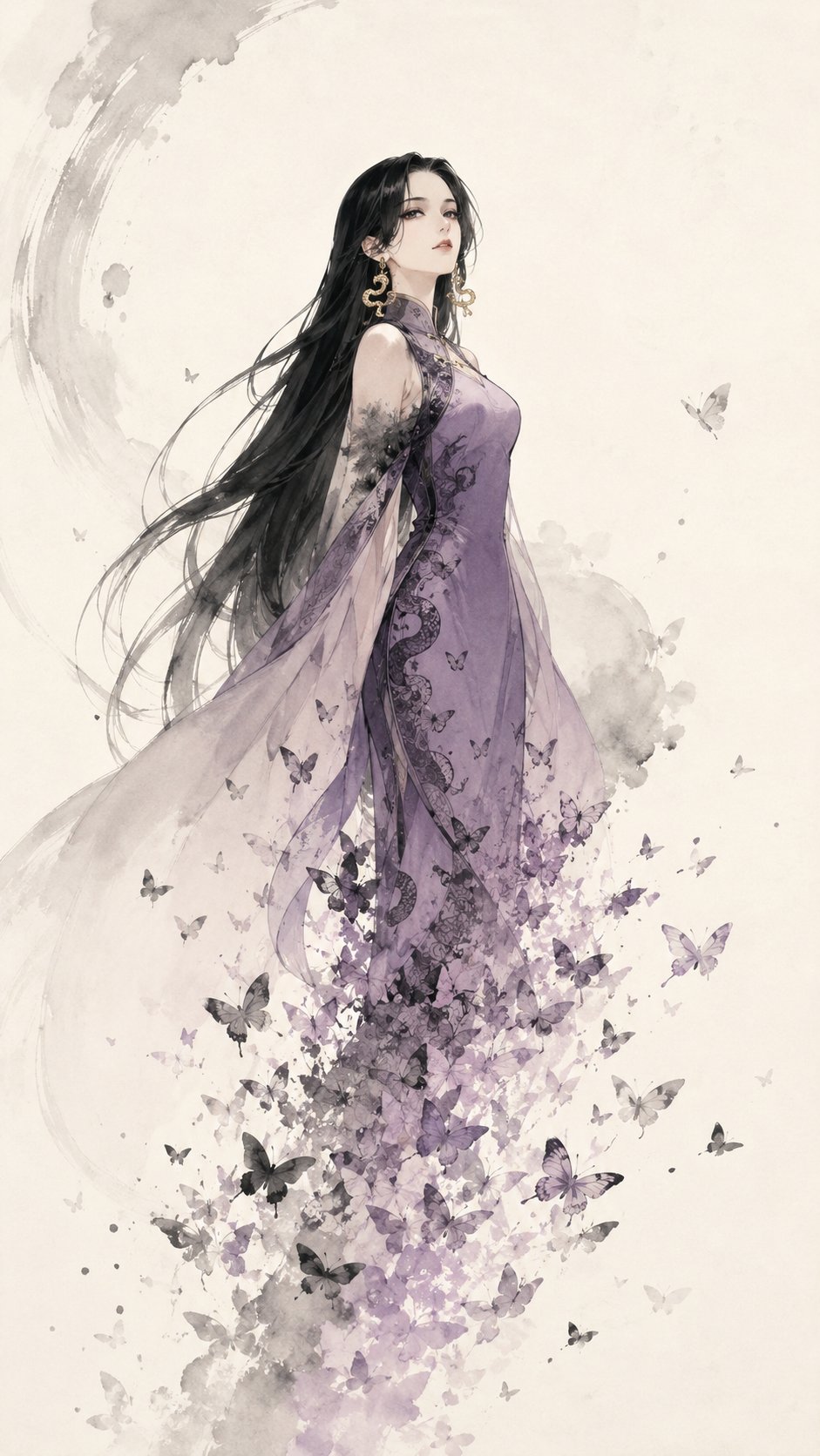 Nami Ink Wash Vertical Prompt with Butterfly Dress Effect 1