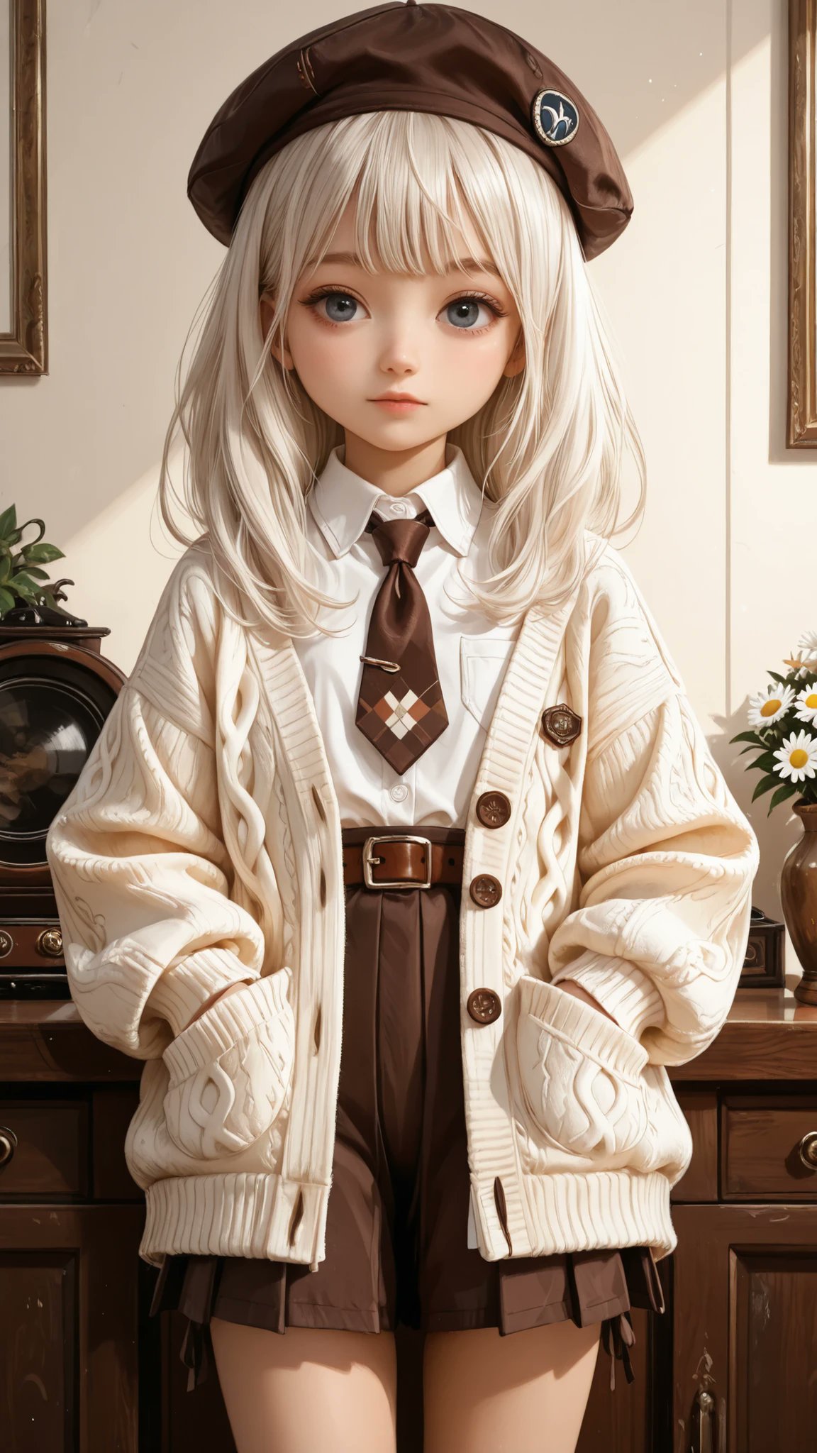 Chestnut-Brown Retro Preppy Knit Outfit