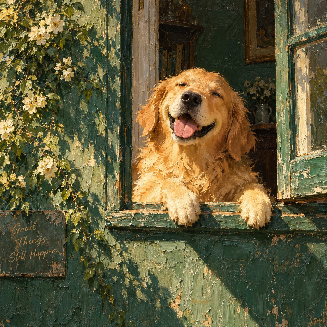 Healing Thick-Painting Oil Portrait Prompt
