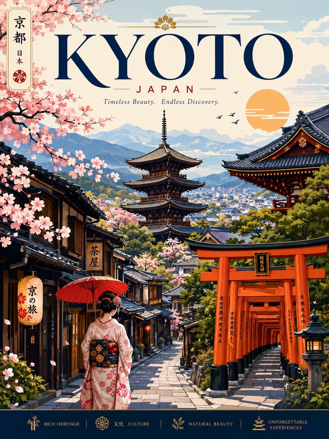 Tourism Promotional Poster in Ultra-Detailed Digital Vector Style (Concise Prompt with Place Name)