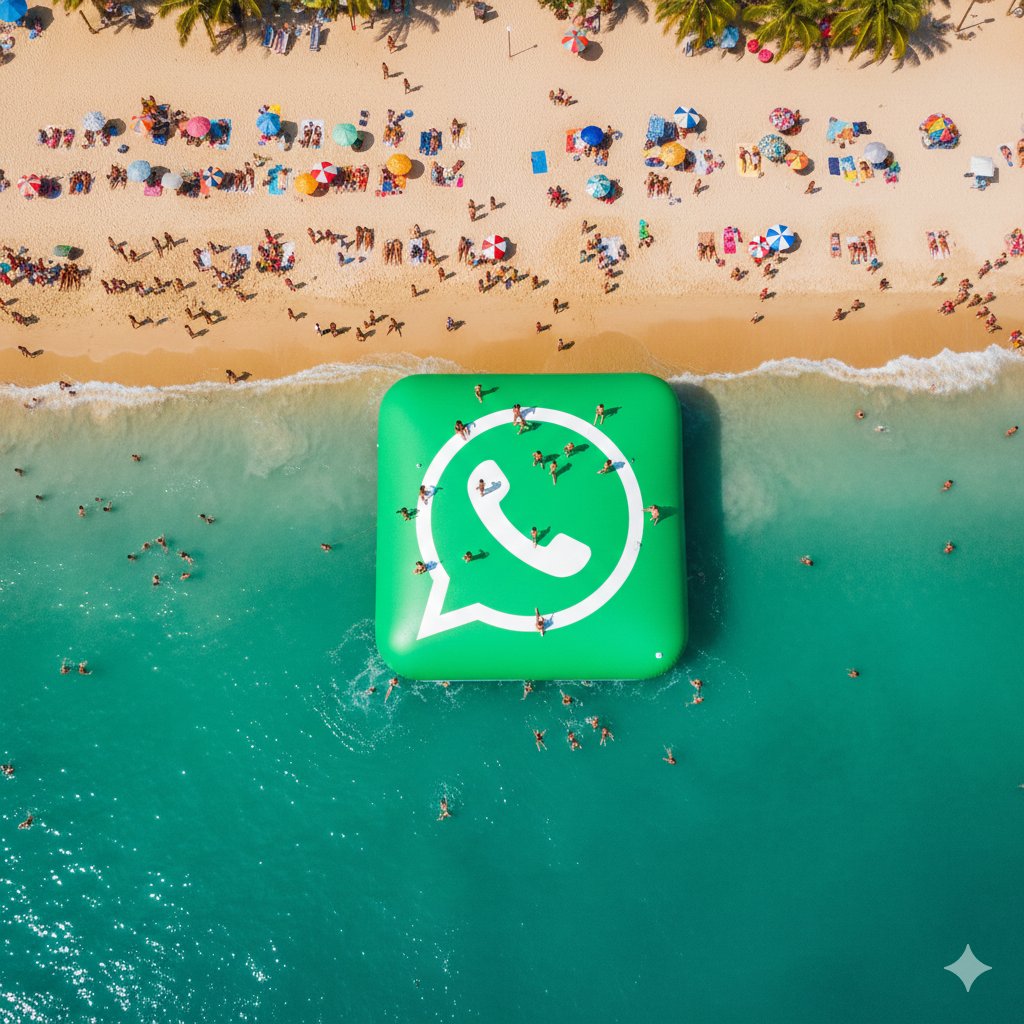 巨大的充气 WhatsApp 徽标漂浮在靠近海滩的海洋中,巨 1