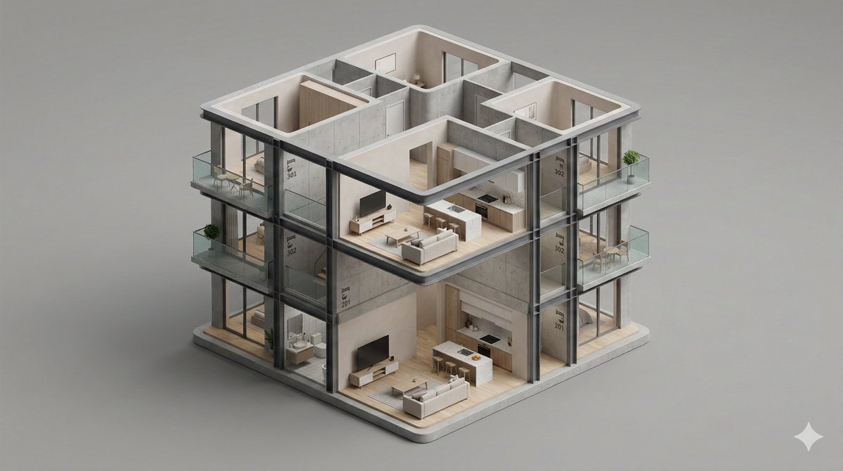 一个干净、极简的三维等角投影微缩景观模型的 [BUILDIN 1